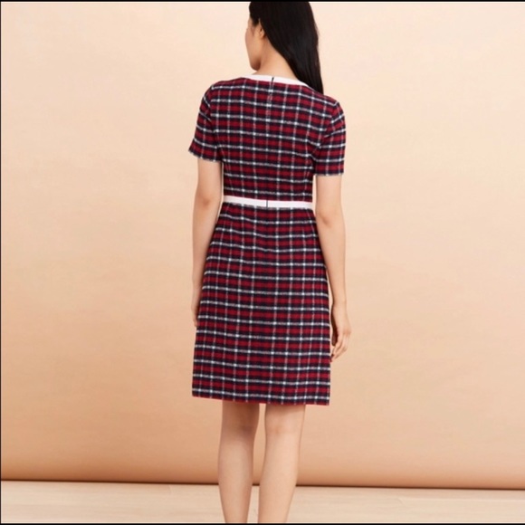 NWT BROOKS BROTHERS Checked Boucle A-Line Dress, Size 12 - Picture 3 of 9